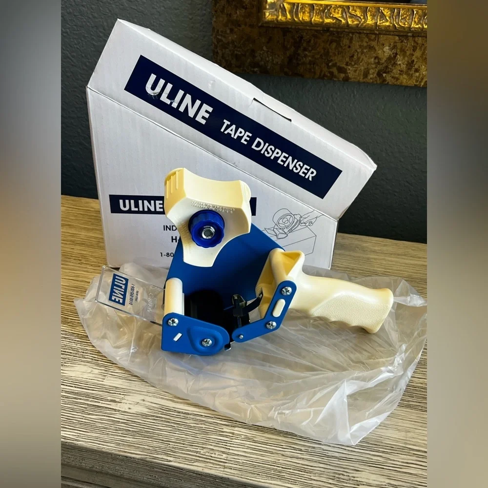 🆕 Uline H-150 Blue and Cream Tape Dispenser